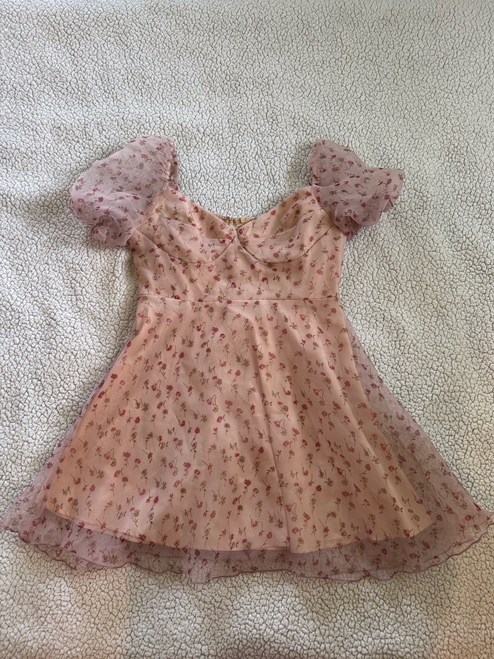 Cider Pink Floral Puff-Sleeve Dress